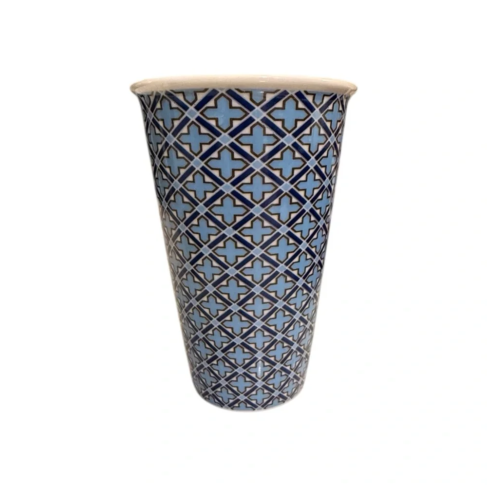 Jonathan Adler Blue and White Patterned Tumbler